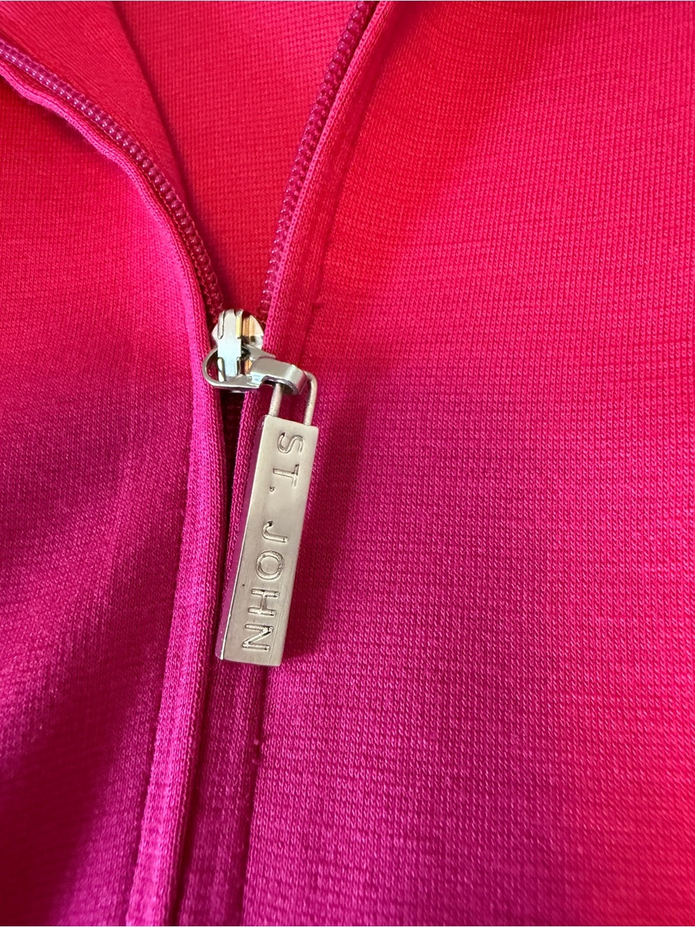 New with tags, St. John Hot Pink Full Zip with front waist tie - Picture 4 of 7
